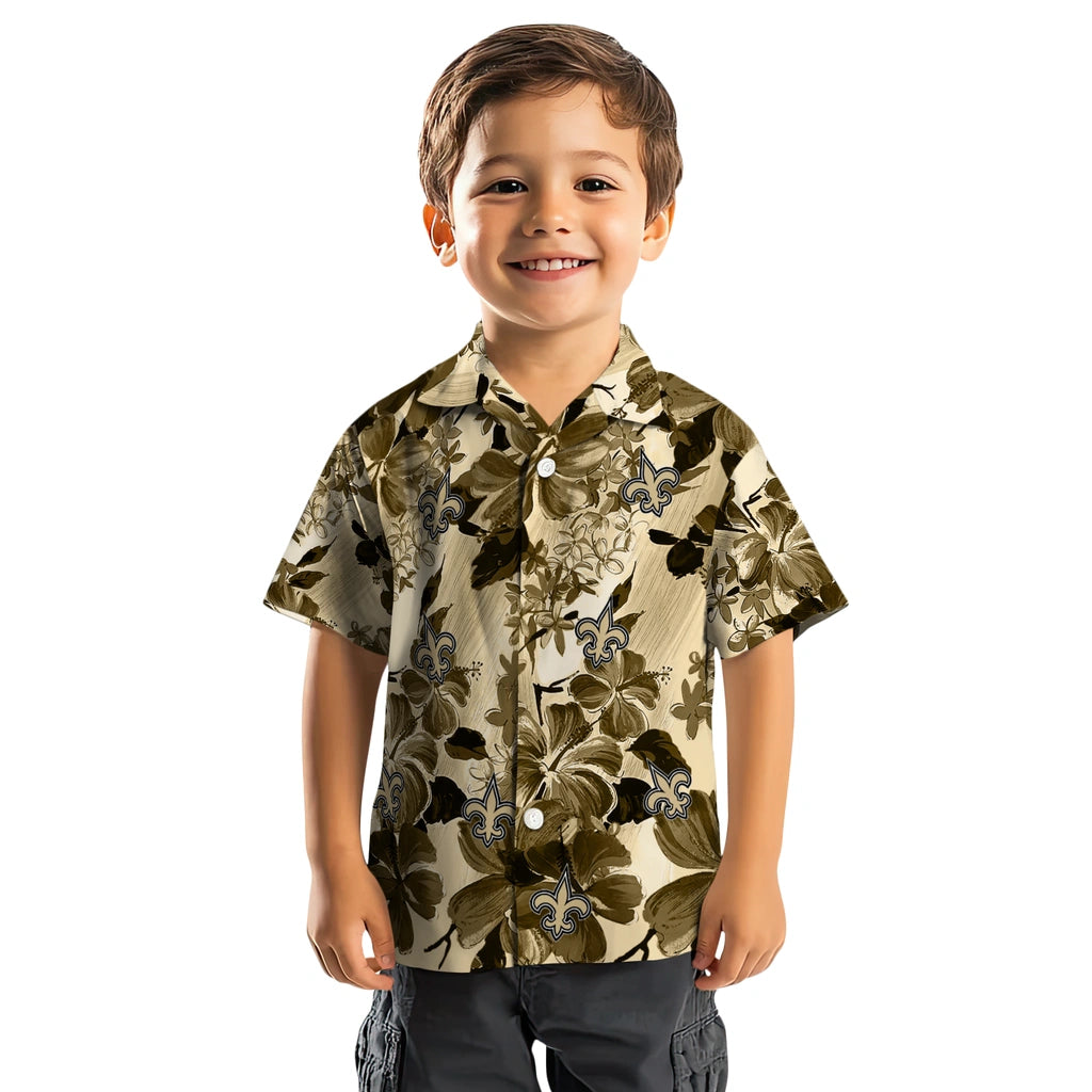 New Orleans Saints Hawaiian Shirt - Hibiscus Arrangement | Moonbestprint
