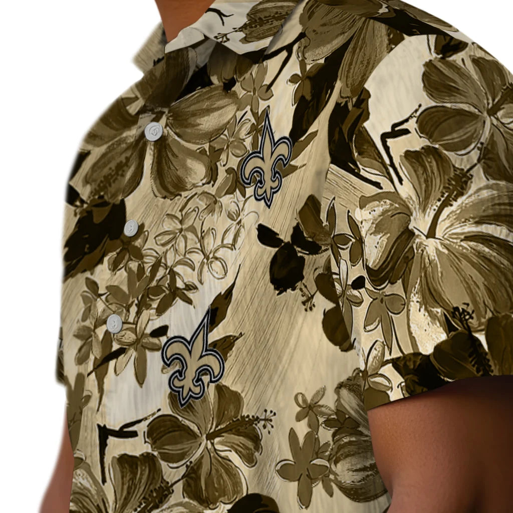 New Orleans Saints Hawaiian Shirt - Hibiscus Arrangement | Moonbestprint