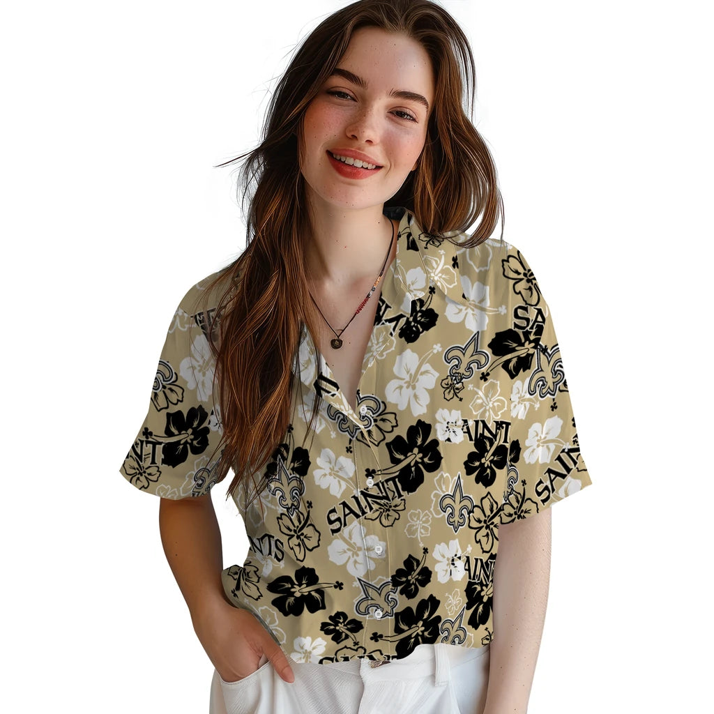 New Orleans Saints Hibiscus Bloom Hawaiian Shirt – Moonbestprint