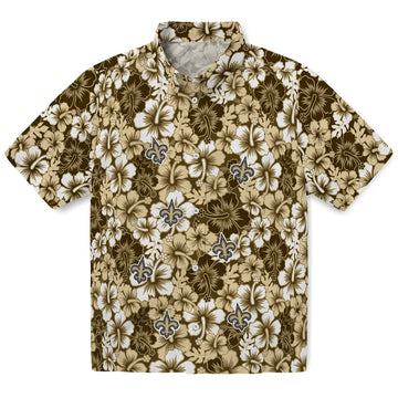 New Orleans Saints Hawaiian Shirt - Hibiscus Blooms | Moonbestprint
