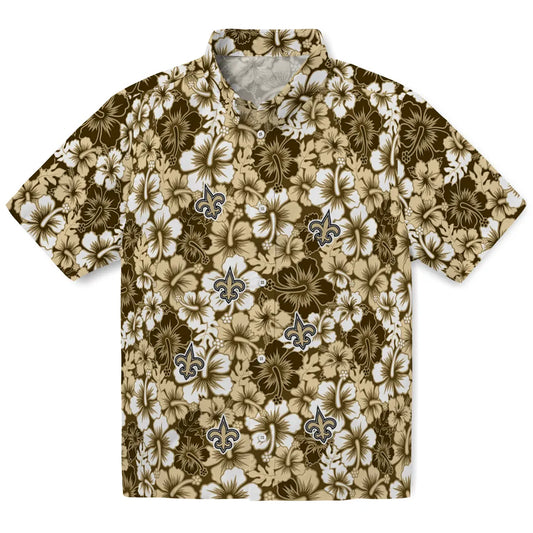 New Orleans Saints Hawaiian Shirt - Hibiscus Blooms | Moonbestprint