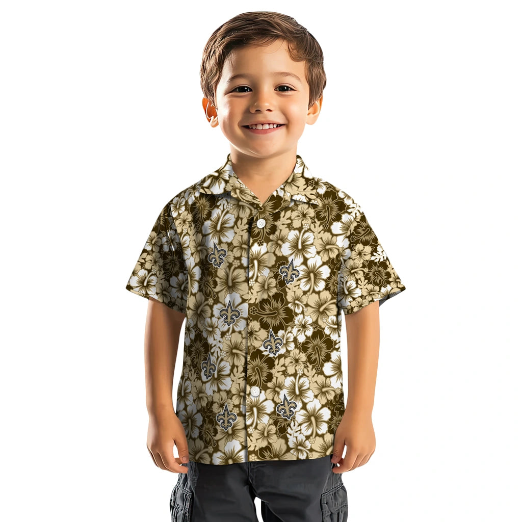 New Orleans Saints Hawaiian Shirt - Hibiscus Blooms | Moonbestprint