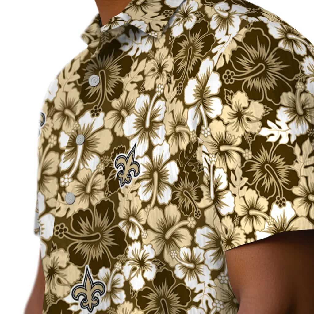 New Orleans Saints Hawaiian Shirt - Hibiscus Blooms | Moonbestprint