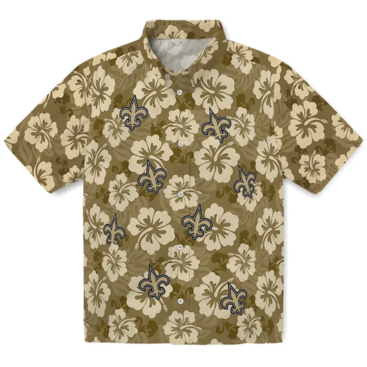 New Orleans Saints Hawaiian Shirt - Hibiscus Cluster | Moonbestprint