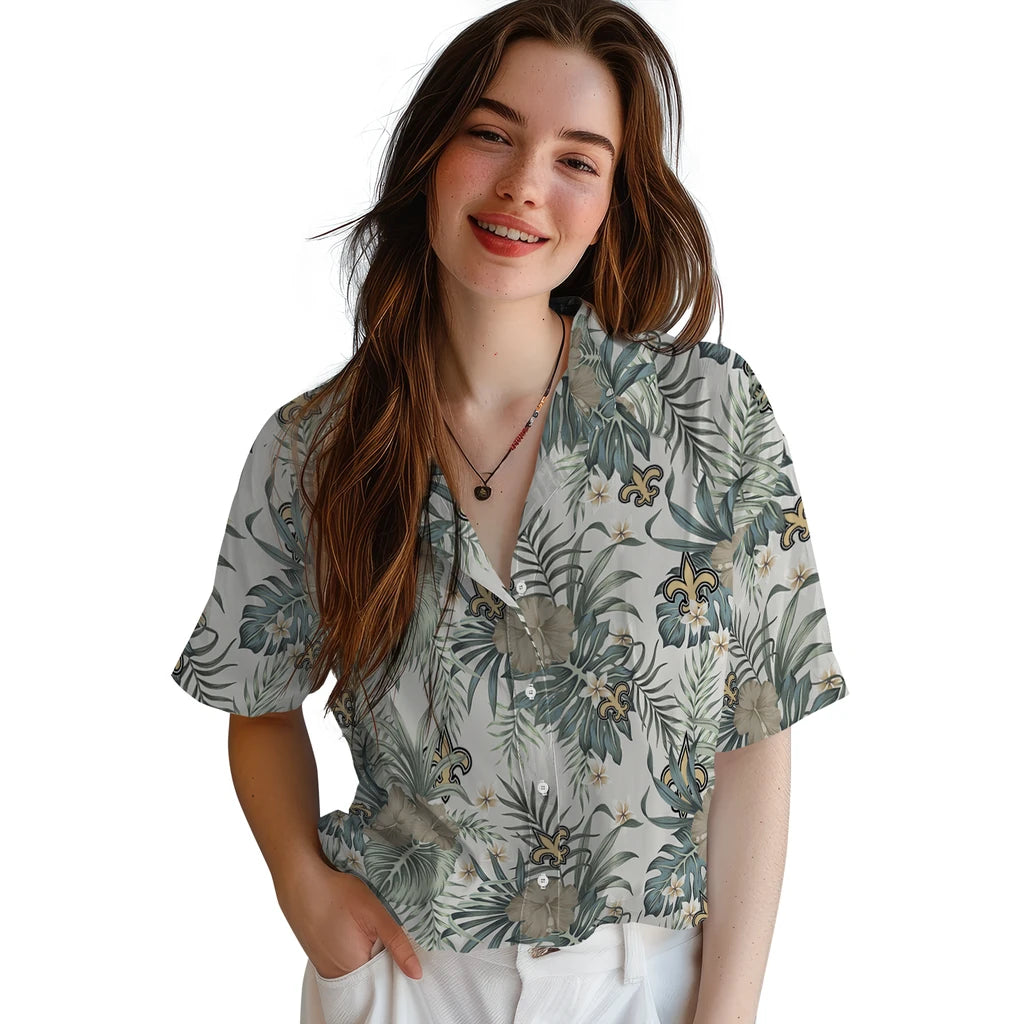 New Orleans Saints Hawaiian Shirt - Hibiscus Designs | Moonbestprint