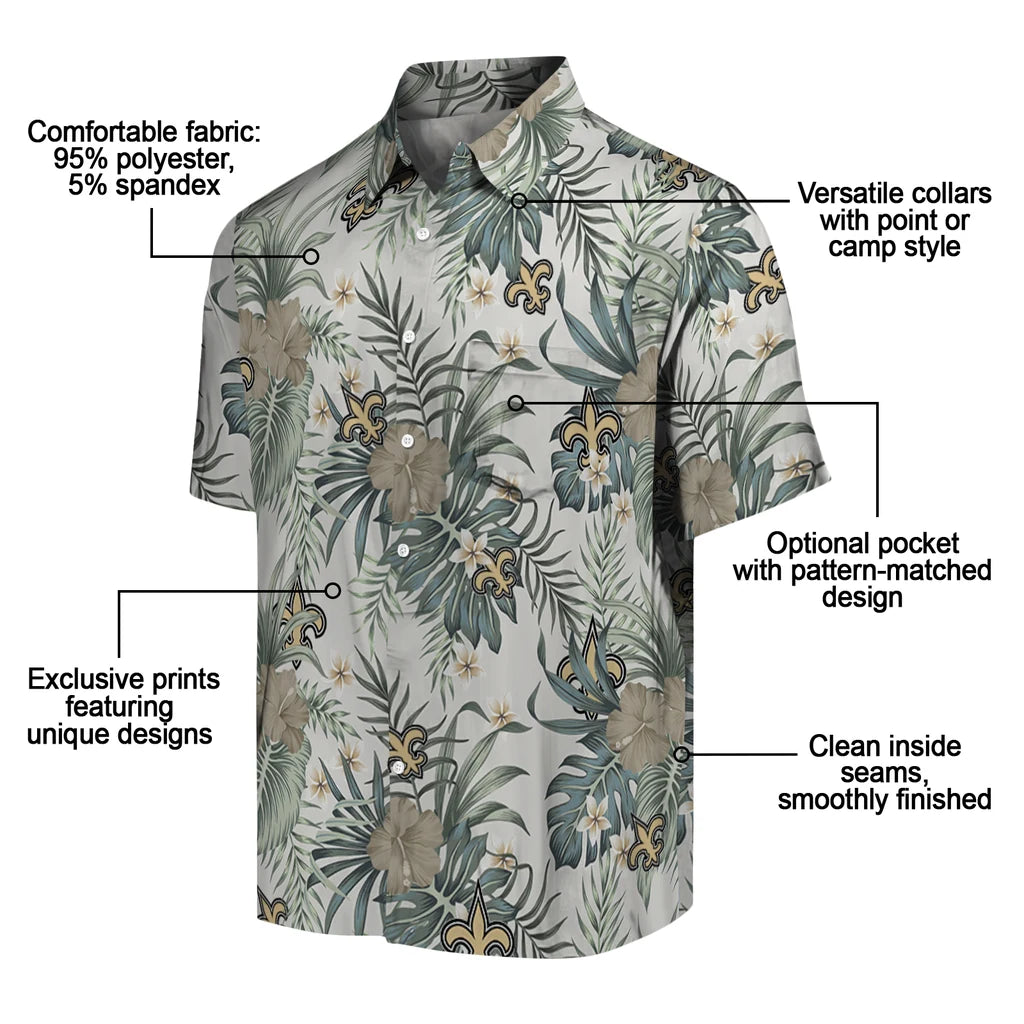 New Orleans Saints Hawaiian Shirt - Hibiscus Designs | Moonbestprint