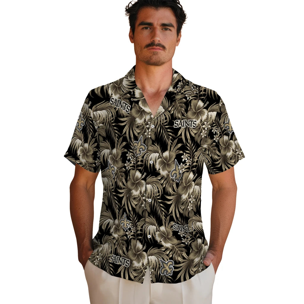 New Orleans Saints Hawaiian Shirt - Hibiscus Exotic | Moonbestprint