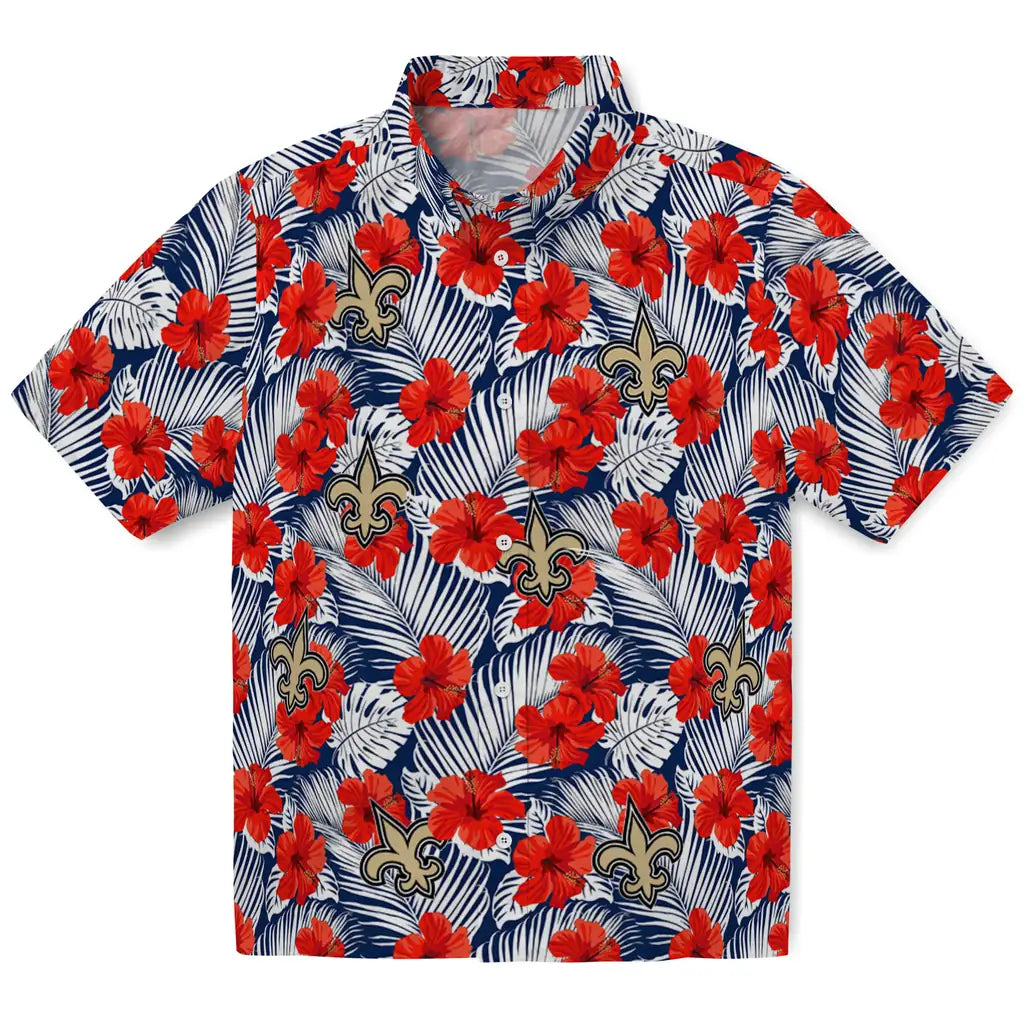 New Orleans Saints Hawaiian Shirt - Hibiscus Fiesta | Moonbestprint