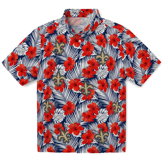 New Orleans Saints Hawaiian Shirt - Hibiscus Fiesta | Moonbestprint