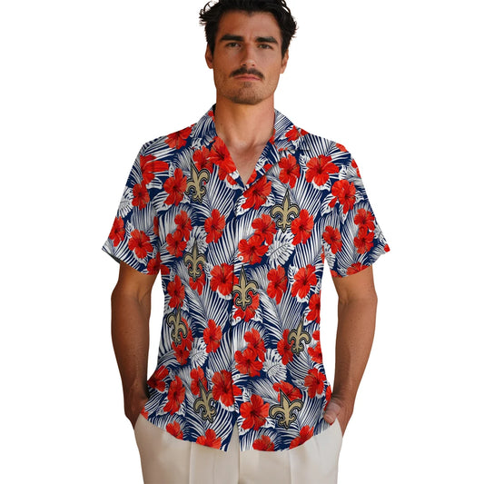 New Orleans Saints Hawaiian Shirt - Hibiscus Fiesta | Moonbestprint