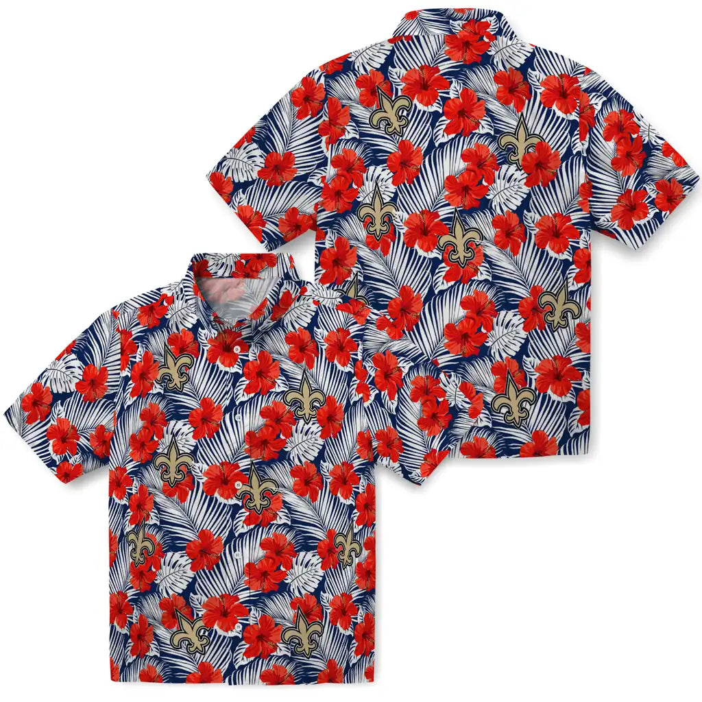 New Orleans Saints Hawaiian Shirt - Hibiscus Fiesta | Moonbestprint