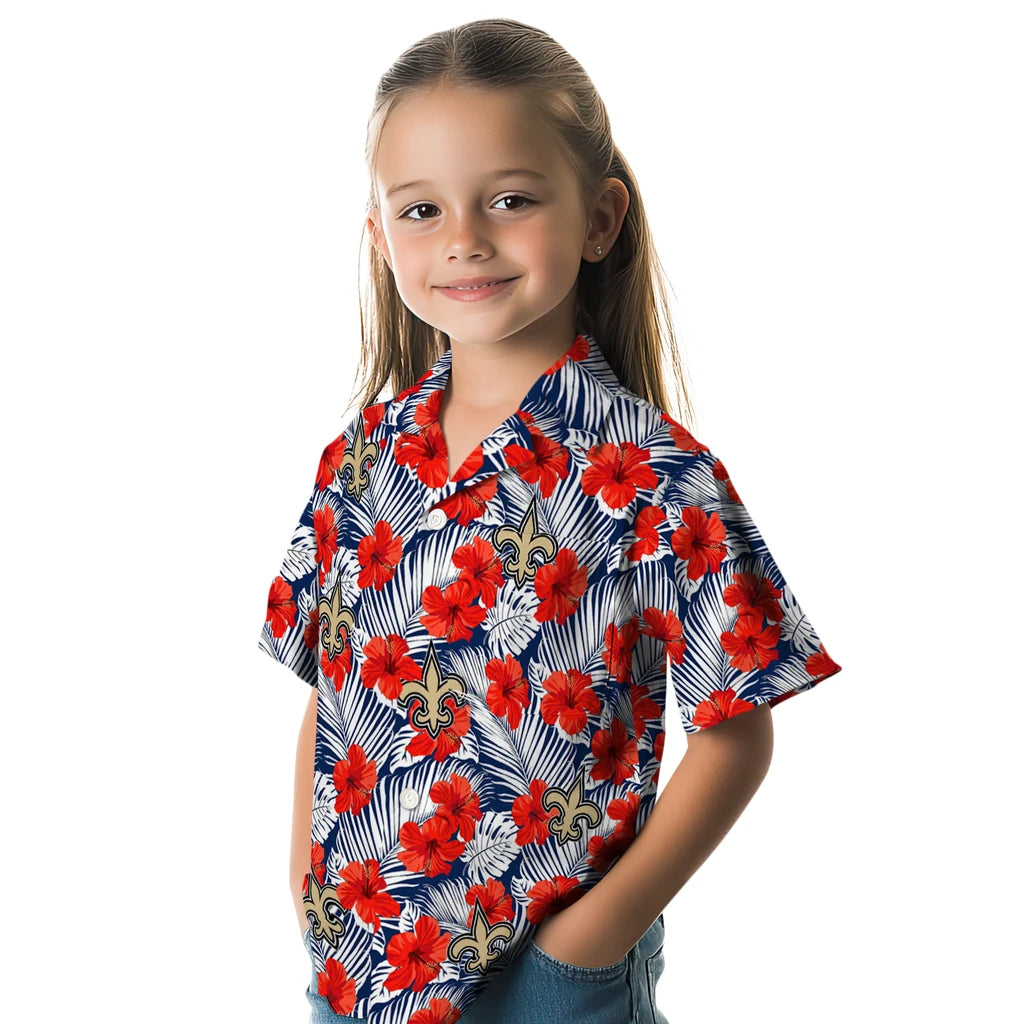 New Orleans Saints Hawaiian Shirt - Hibiscus Fiesta | Moonbestprint