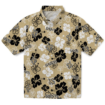 New Orleans Saints Hawaiian Shirt - Hibiscus Flower Design | Moonbestprint