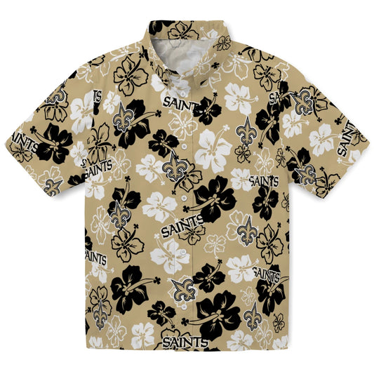New Orleans Saints Hawaiian Shirt - Hibiscus Flower Design | Moonbestprint