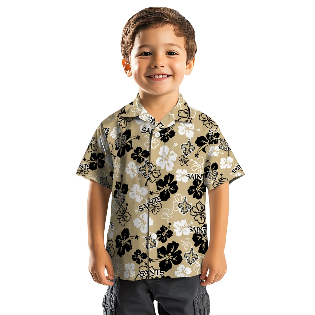 New Orleans Saints Hawaiian Shirt - Hibiscus Flower Design | Moonbestprint