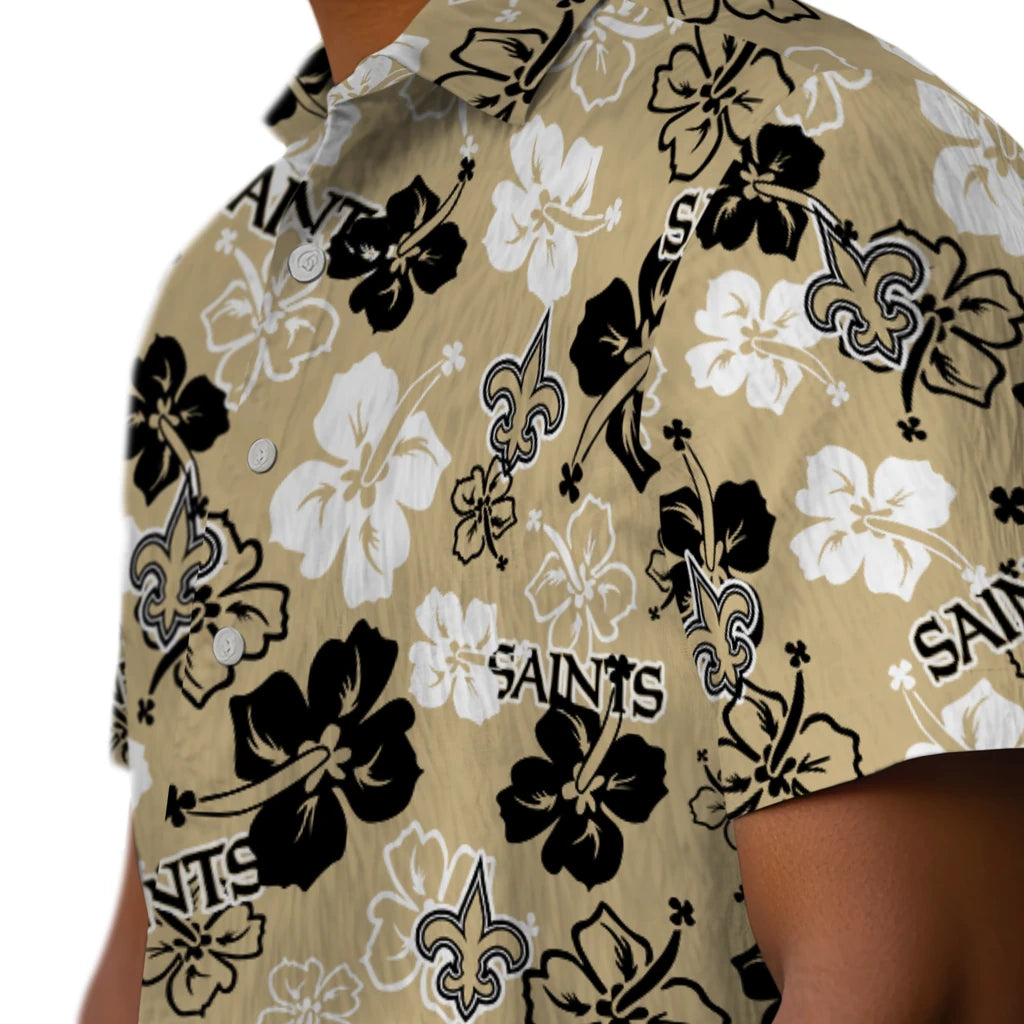 New Orleans Saints Hawaiian Shirt - Hibiscus Flower Design | Moonbestprint
