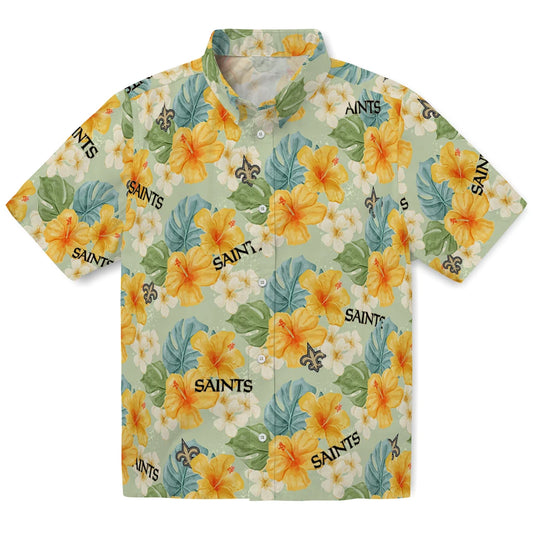 New Orleans Saints Hawaiian Shirt - Hibiscus Mood | Moonbestprint