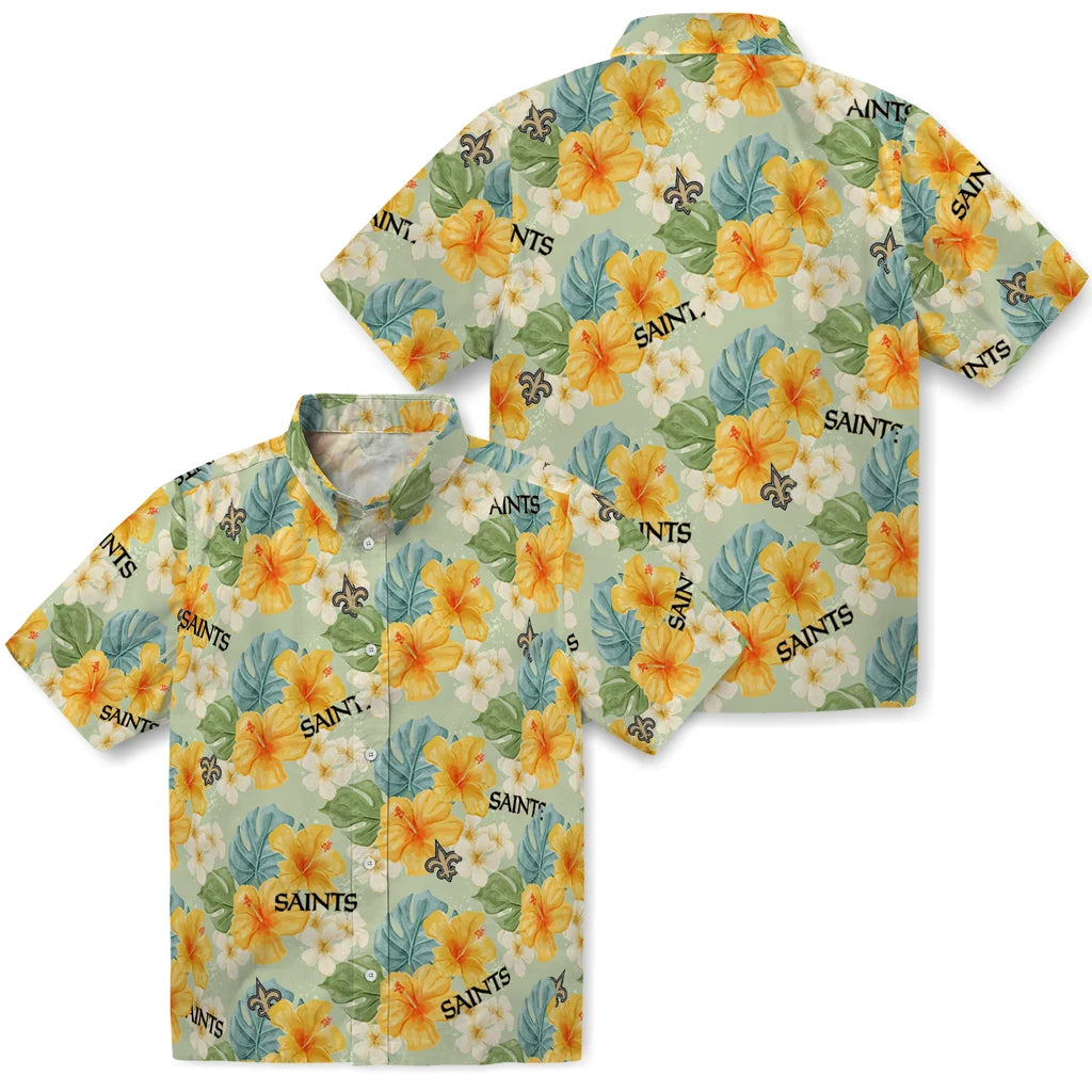 New Orleans Saints Hawaiian Shirt - Hibiscus Mood | Moonbestprint