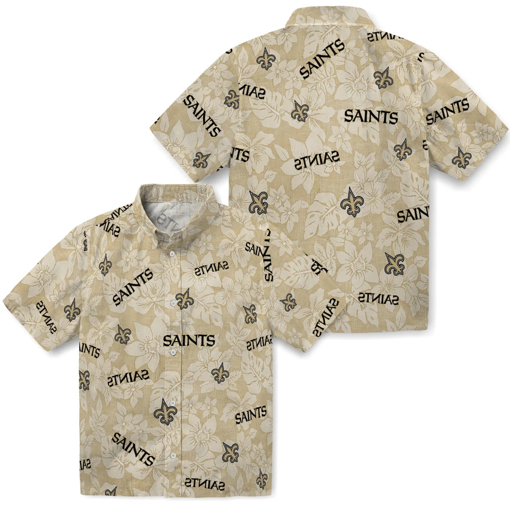 New Orleans Saints Hawaiian Shirt - Hibiscus Oasis | Moonbestprint