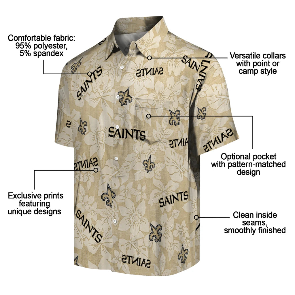 New Orleans Saints Hawaiian Shirt - Hibiscus Oasis | Moonbestprint