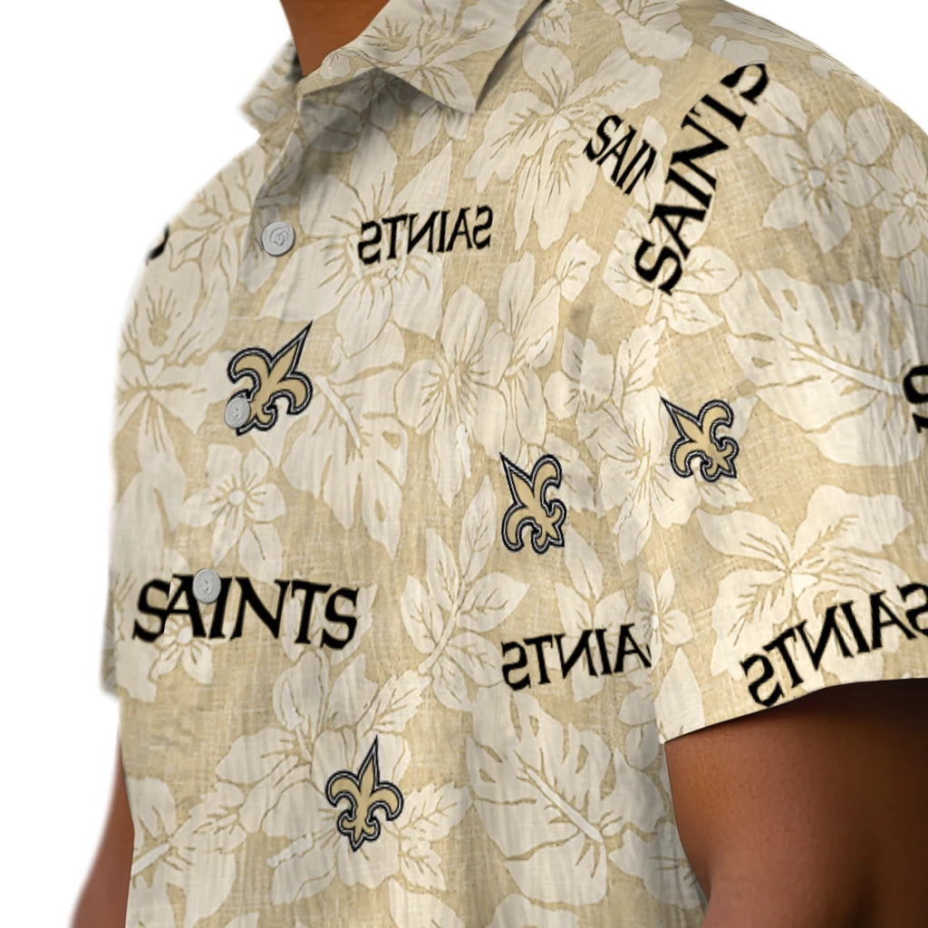 New Orleans Saints Hawaiian Shirt - Hibiscus Oasis | Moonbestprint