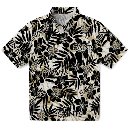 New Orleans Saints Hawaiian Shirt - Hibiscus Overlay | Moonbestprint