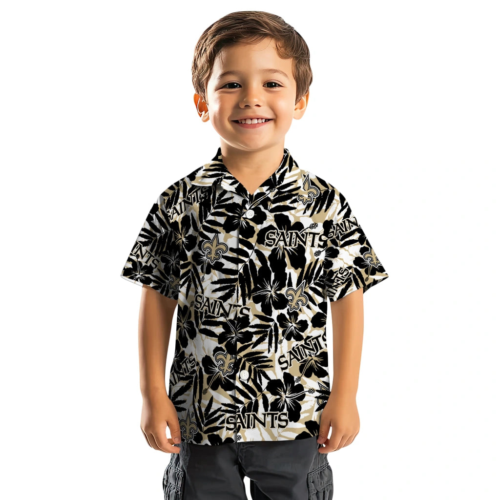New Orleans Saints Hawaiian Shirt - Hibiscus Overlay | Moonbestprint