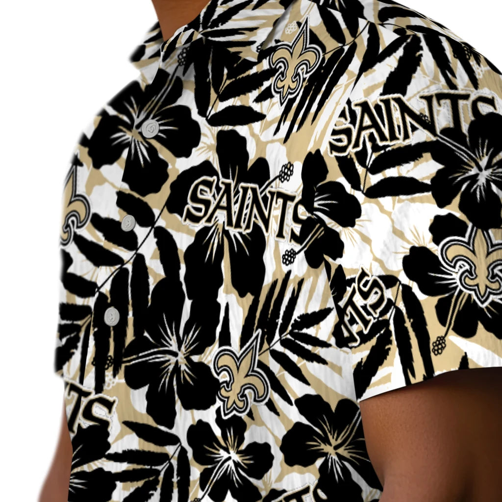 New Orleans Saints Hawaiian Shirt - Hibiscus Overlay | Moonbestprint