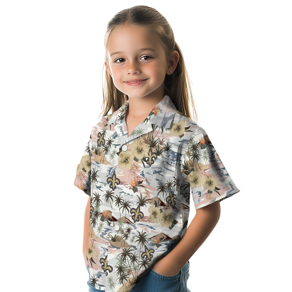 New Orleans Saints Hawaiian Shirt - Hibiscus Seaside | Moonbestprint