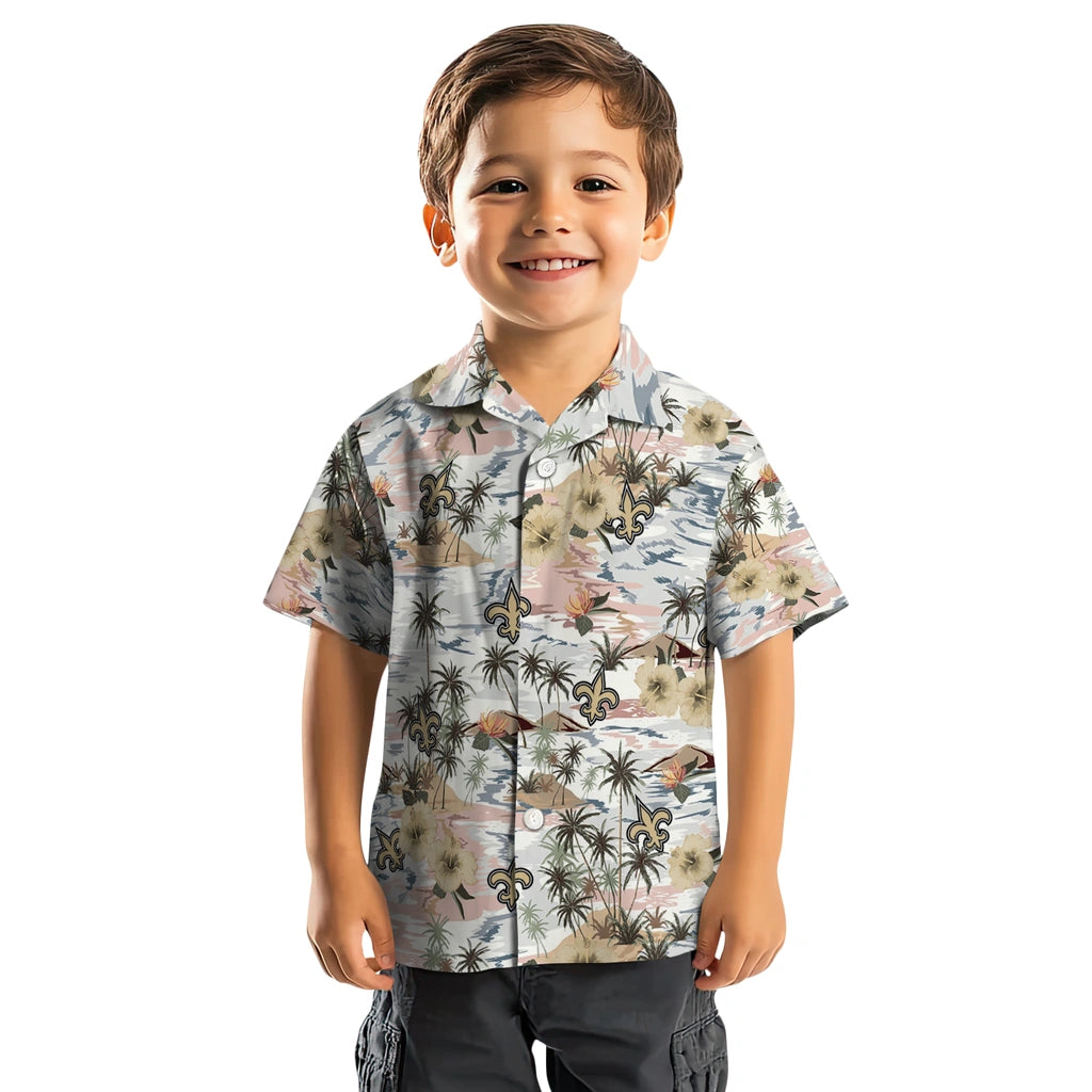 New Orleans Saints Hawaiian Shirt - Hibiscus Seaside | Moonbestprint