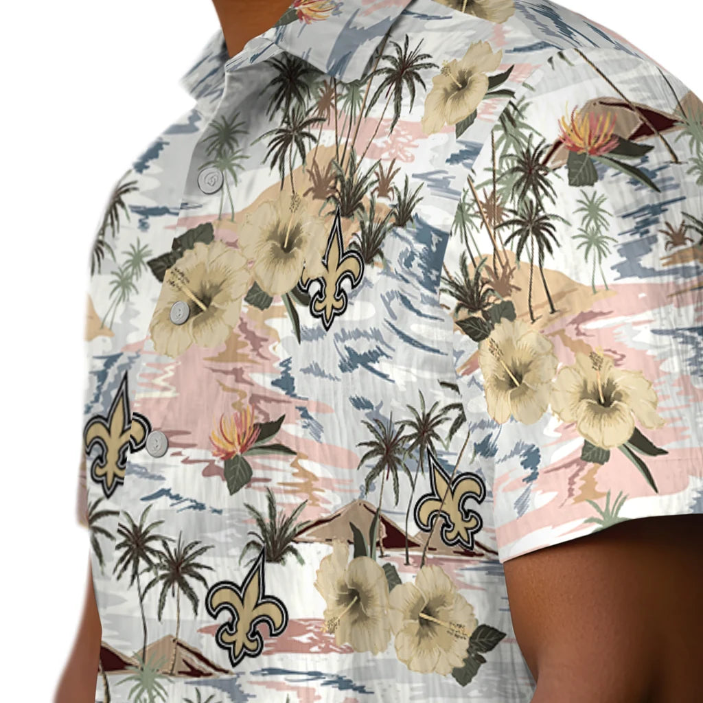 New Orleans Saints Hawaiian Shirt - Hibiscus Seaside | Moonbestprint
