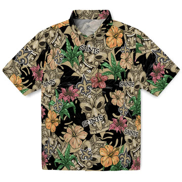 New Orleans Saints Hawaiian Shirt - Hibiscus Tiki Jungle | Moonbestprint