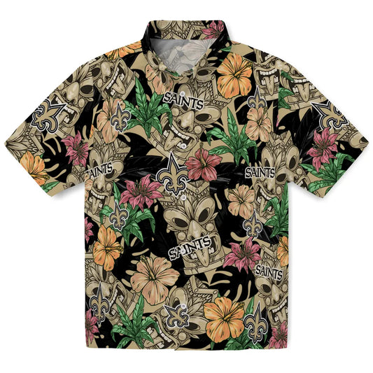 New Orleans Saints Hawaiian Shirt - Hibiscus Tiki Jungle | Moonbestprint