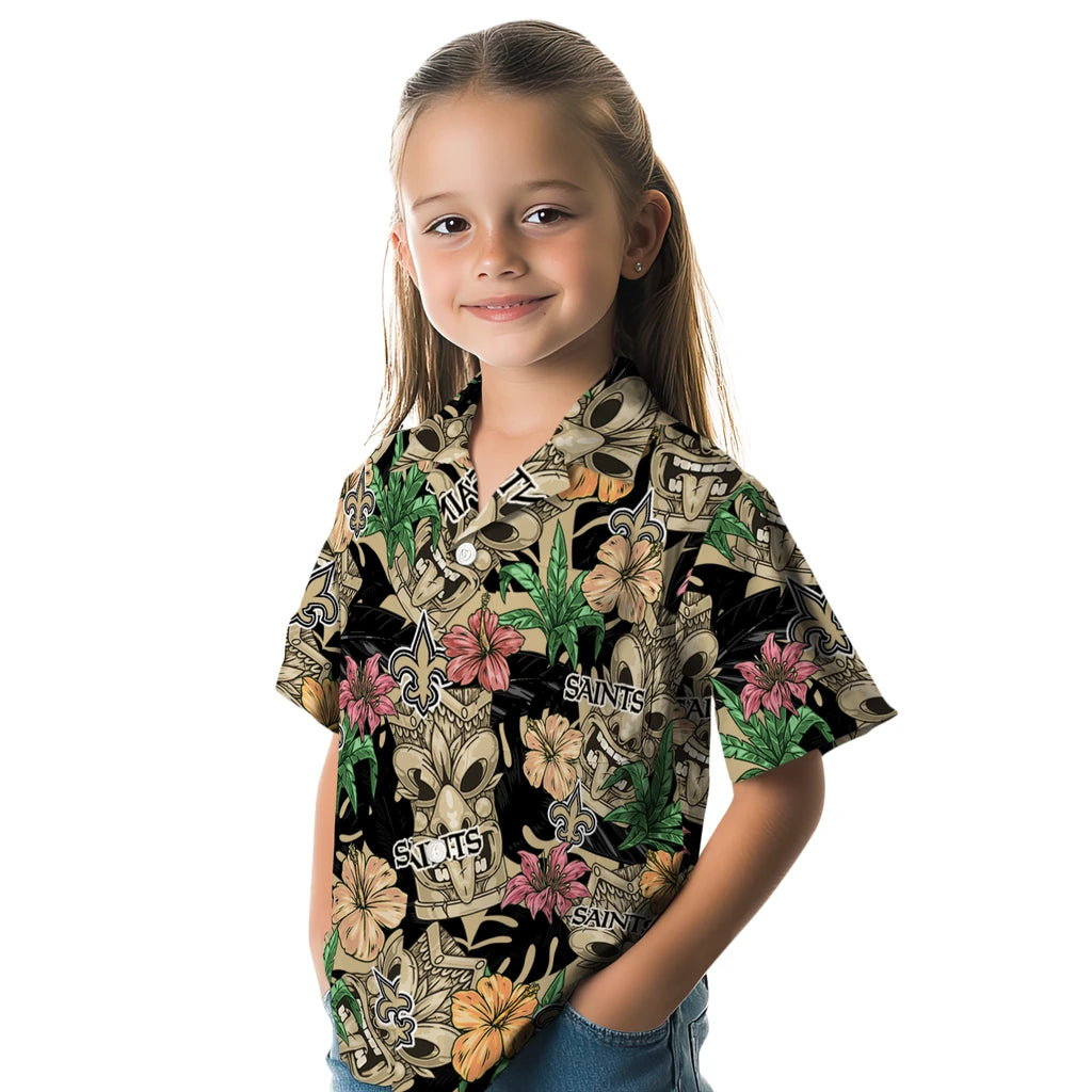 New Orleans Saints Hawaiian Shirt - Hibiscus Tiki Jungle | Moonbestprint