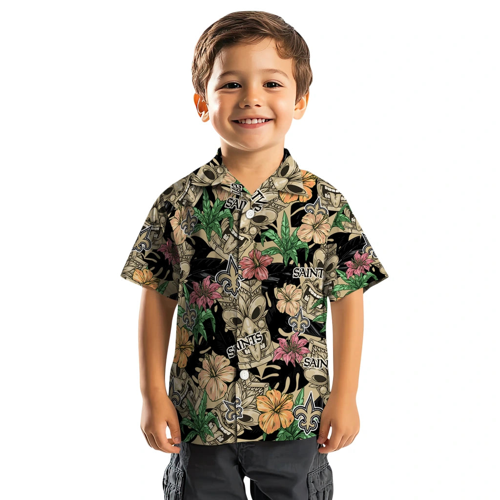 New Orleans Saints Hawaiian Shirt - Hibiscus Tiki Jungle | Moonbestprint