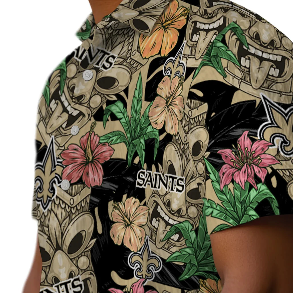 New Orleans Saints Hawaiian Shirt - Hibiscus Tiki Jungle | Moonbestprint