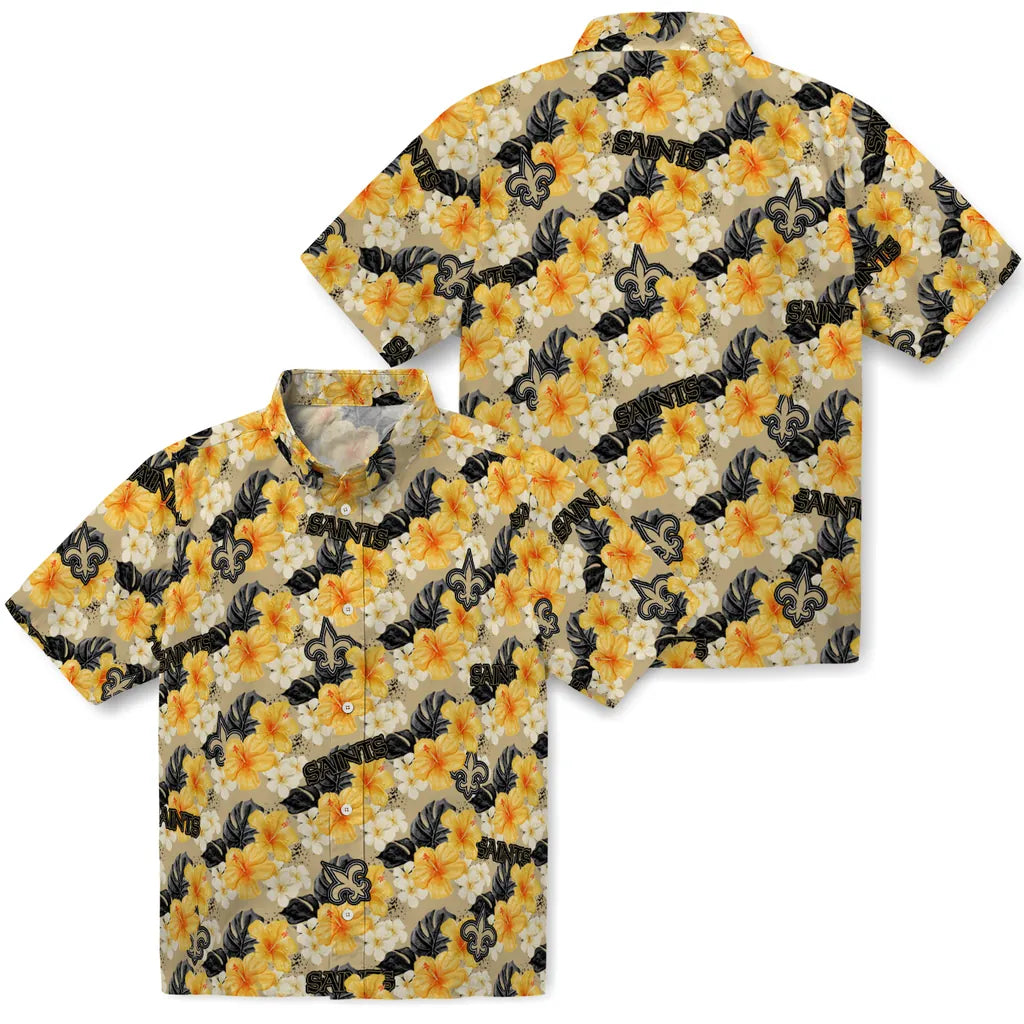 New Orleans Saints Hawaiian Shirt - Hibiscus Tropics | Moonbestprint
