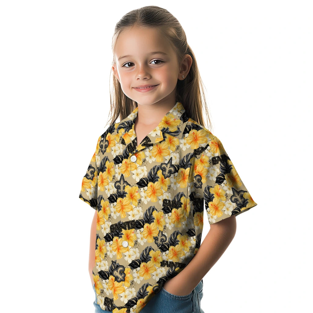New Orleans Saints Hawaiian Shirt - Hibiscus Tropics | Moonbestprint