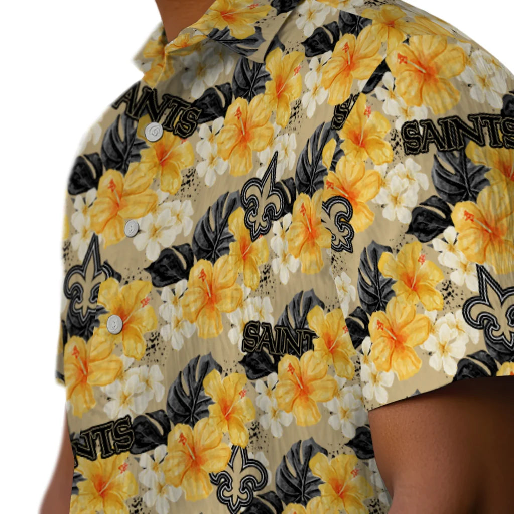 New Orleans Saints Hawaiian Shirt - Hibiscus Tropics | Moonbestprint