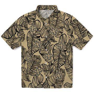 New Orleans Saints Hawaiian Shirt - Leaf Outline | Moonbestprint