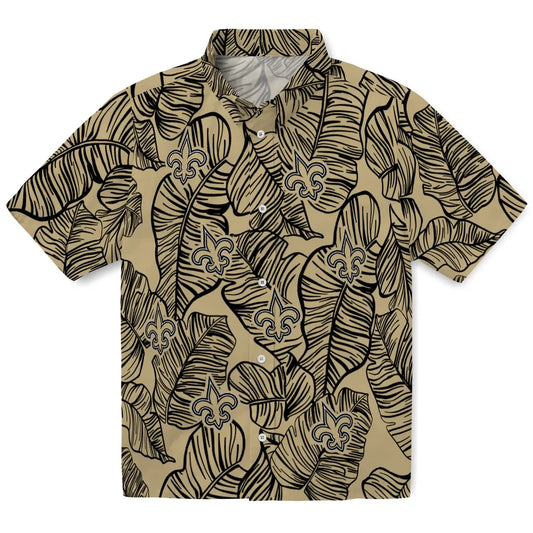 New Orleans Saints Hawaiian Shirt - Leaf Outline | Moonbestprint
