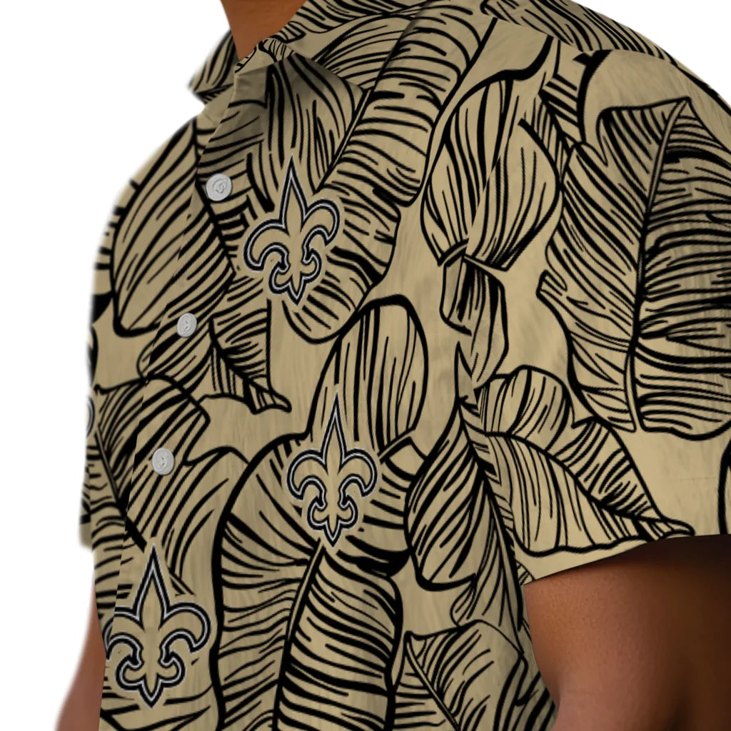 New Orleans Saints Hawaiian Shirt - Leaf Outline | Moonbestprint