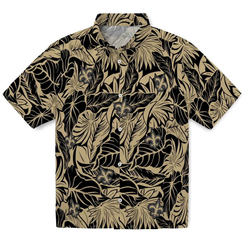 New Orleans Saints Hawaiian Shirt - Monstera Layer | Moonbestprint