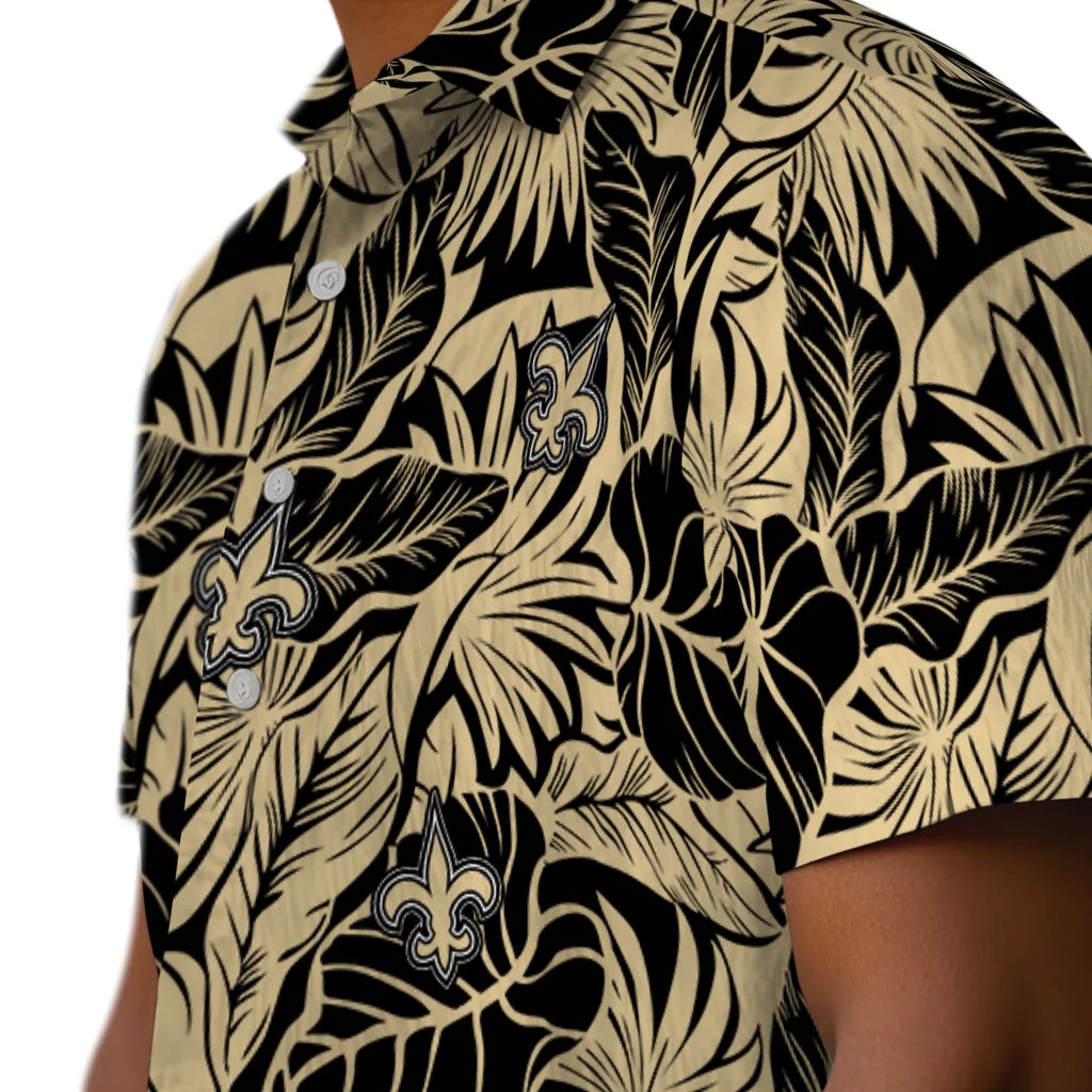 New Orleans Saints Hawaiian Shirt - Monstera Layer | Moonbestprint