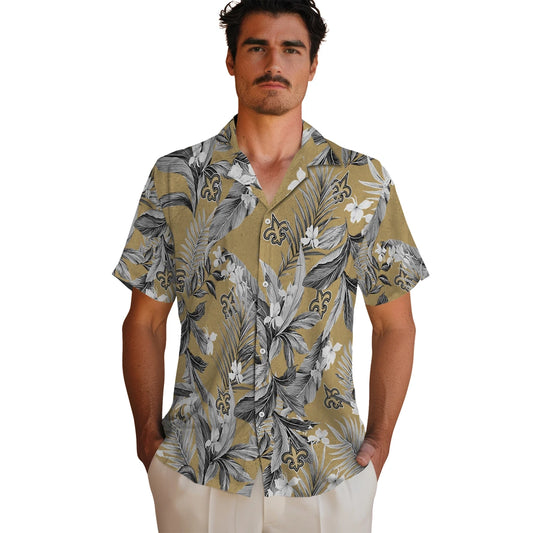 New Orleans Saints Hawaiian Shirt - Palm Leaves | Moonbestprint
