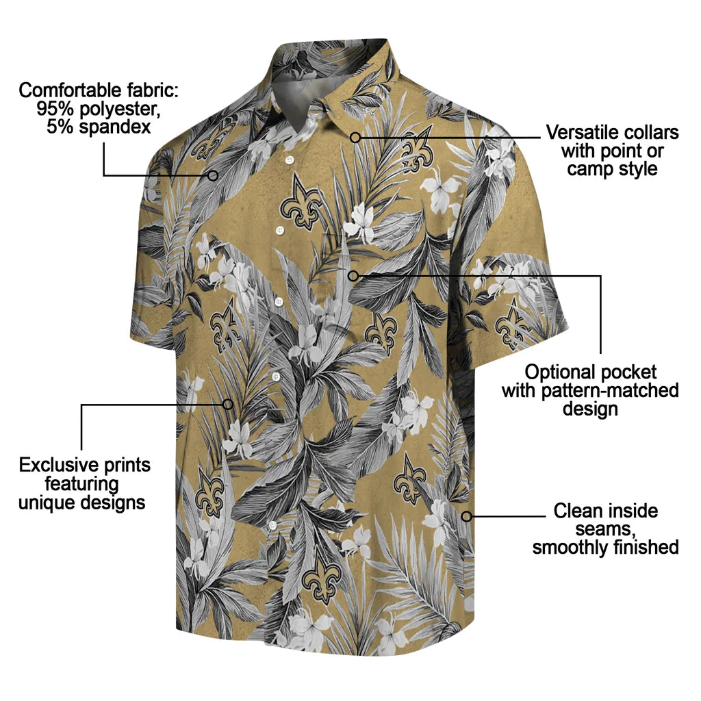 New Orleans Saints Hawaiian Shirt - Palm Leaves | Moonbestprint