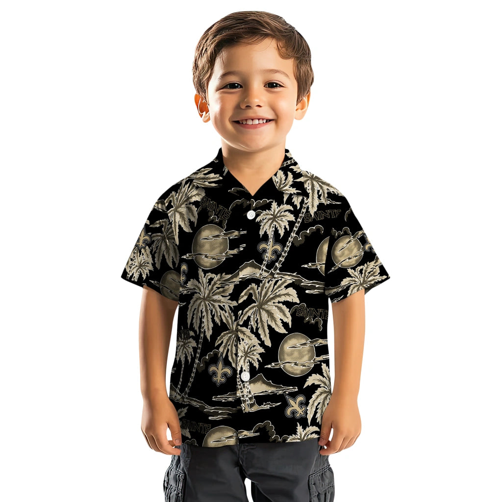 New Orleans Saints Hawaiian Shirt - Palm Sunset | Moonbestprint