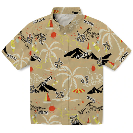 New Orleans Saints Hawaiian Shirt - Palm Tree Island | Moonbestprint