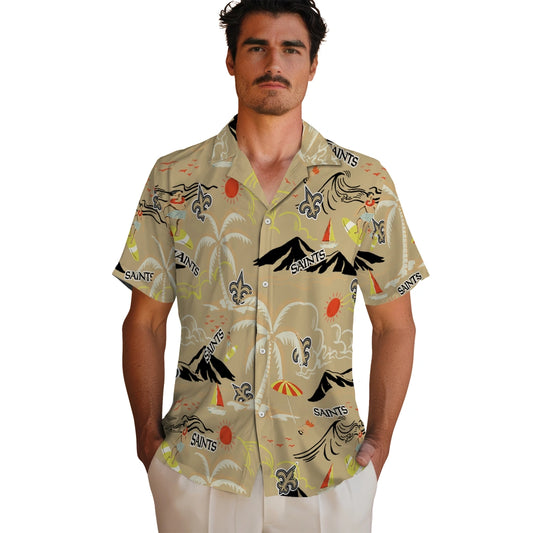 New Orleans Saints Hawaiian Shirt - Palm Tree Island | Moonbestprint