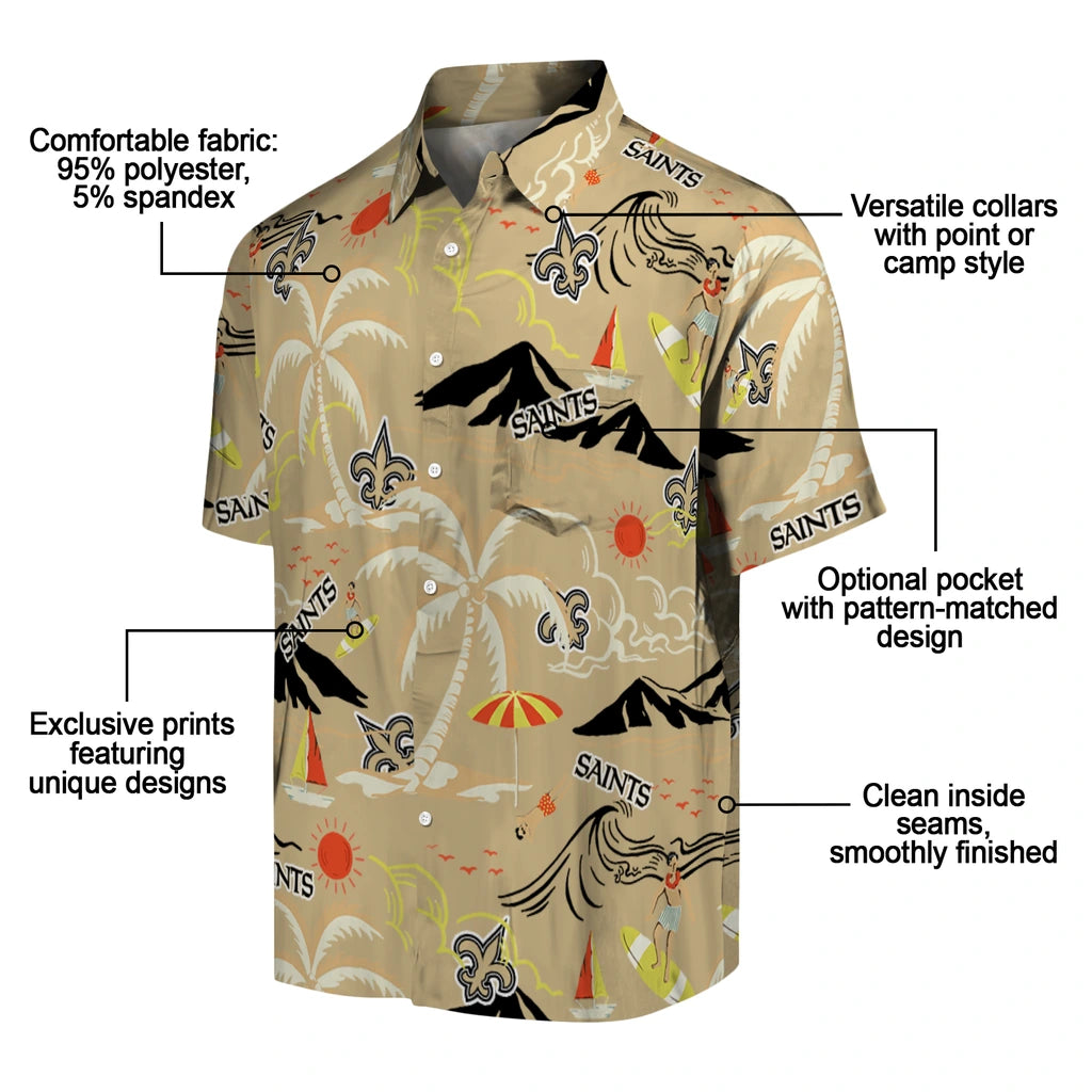 New Orleans Saints Hawaiian Shirt - Palm Tree Island | Moonbestprint